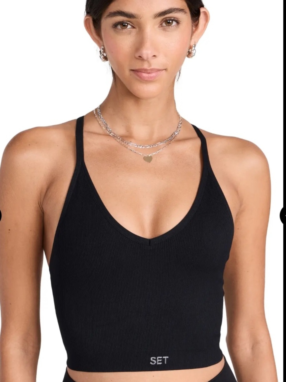 SET Active Sculptflex Ribbed V Bra Black Size Medium NWT